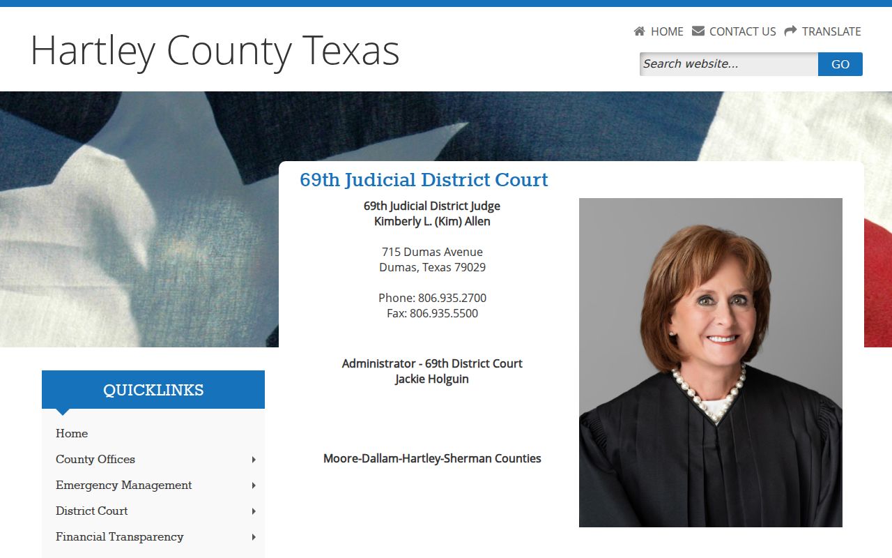 Hartley County arrest warrant records, 69th District Court contact