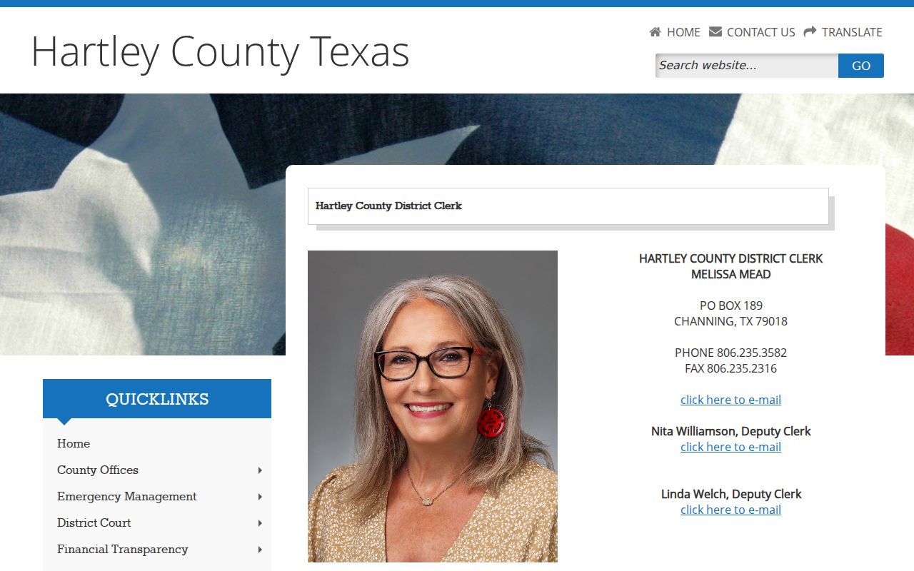 Hartley County arrest warrant records, District Clerk contact source
