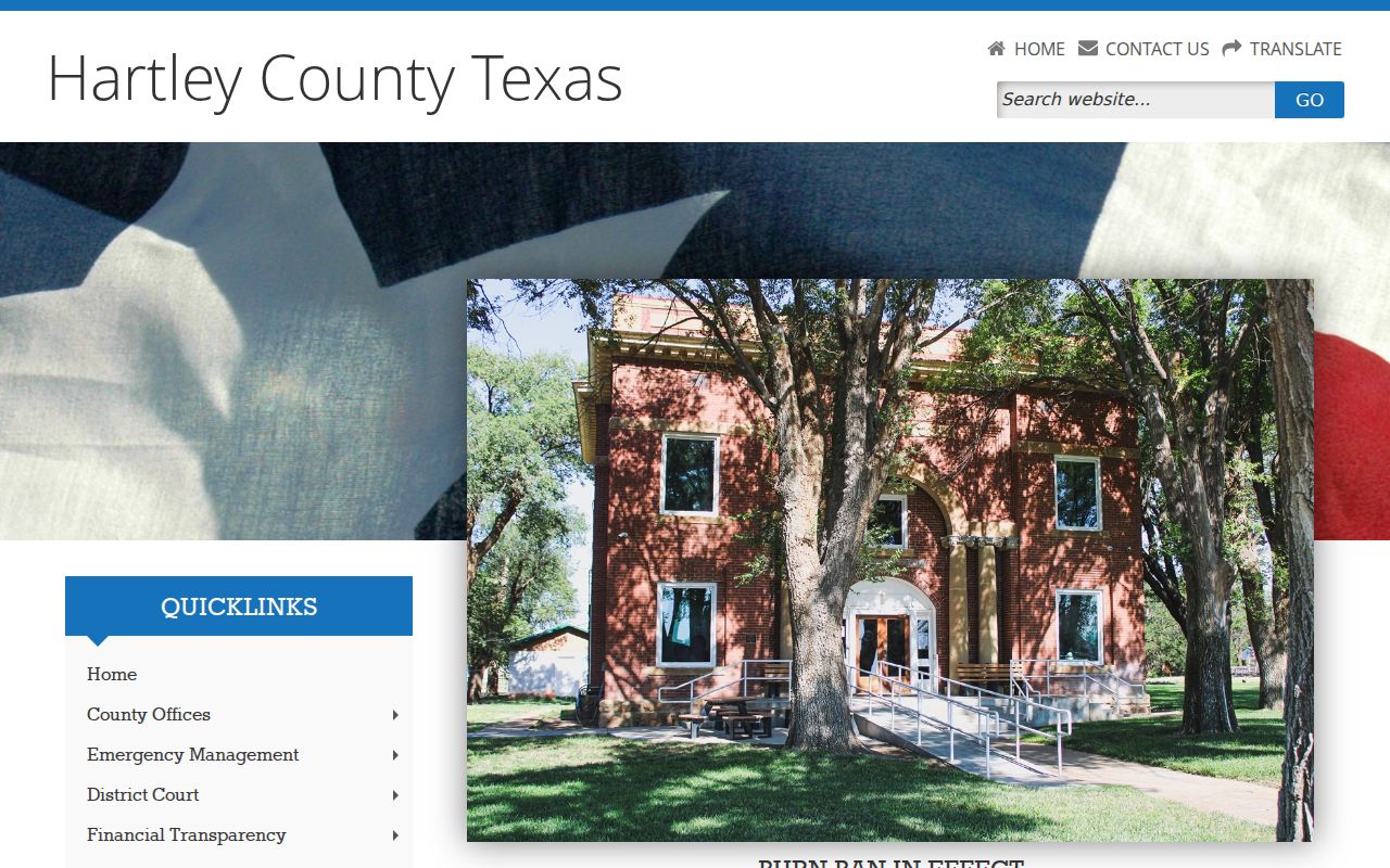 Hartley County warrant records page context, county offices