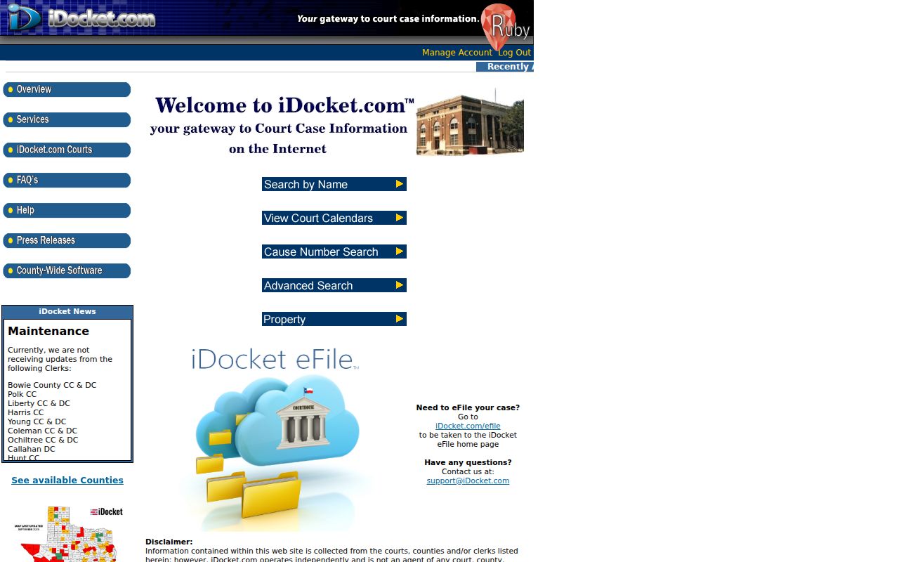 Hartley County warrant lookup, iDocket service search options
