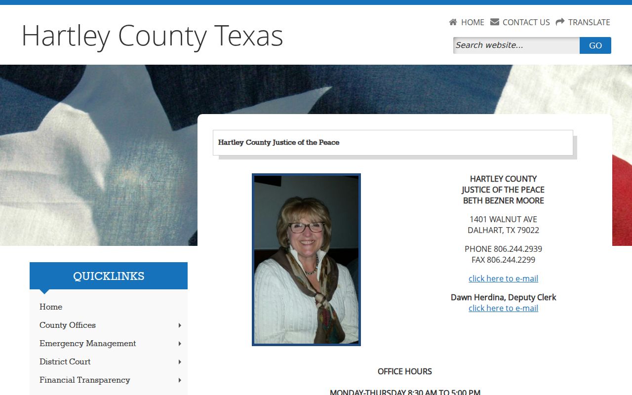 Hartley County active warrant records, Justice Court source page